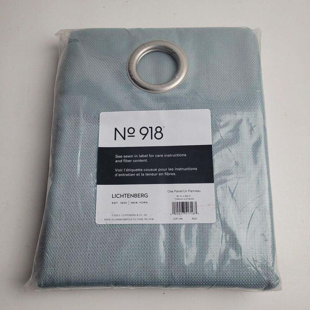 No. 918 Juliette Grommet SINGLE Curtain Rod Panel 40 x 84'' Aqua Color #BT1